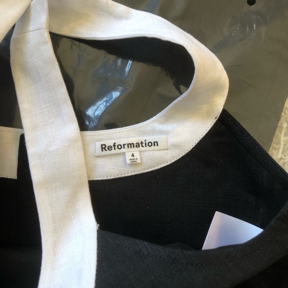 Reformation Robbie Linen Two Piece - Blk/Wht - Picture 3 of 6
